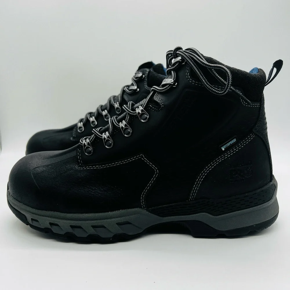 TIMBERLAND PRO 447 STEEL TOE BLACK WORK-BOOTS DOWNDRAFT 6” WATERPROOF NWOT
